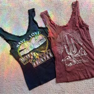 Graphic Tank Tops with Travel and Cactus Designs